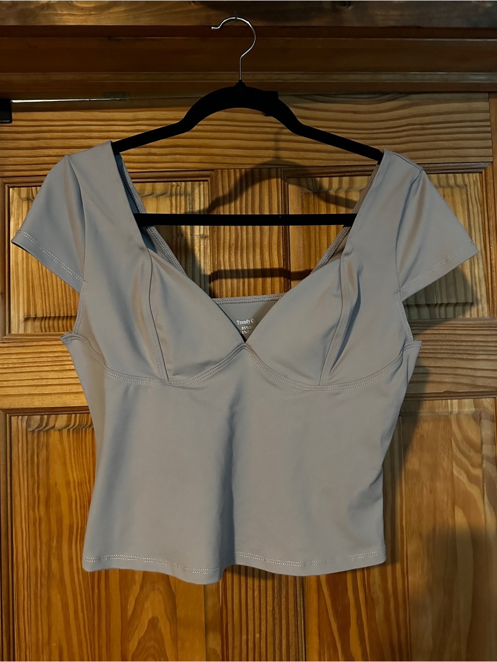 Women's Light Gray Cap-Sleeve Bustier Crop Top